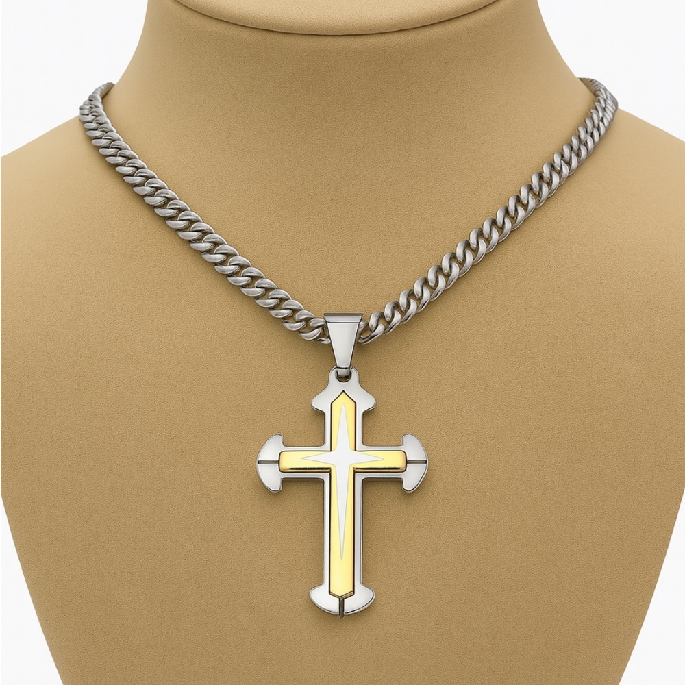 Mens Stainless Steel Cross Pendant